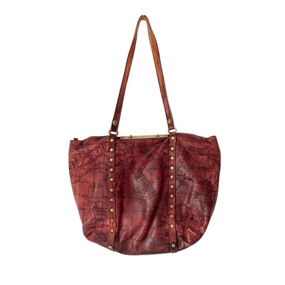Patricia Nash Burgundy Extra Lag Leather Map Purse Bag